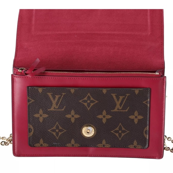 Louis Vuitton Portefeuille Flor M67404 Chain Wallet  Crossbody Monogram Fuchsia - Picture 8 of 9